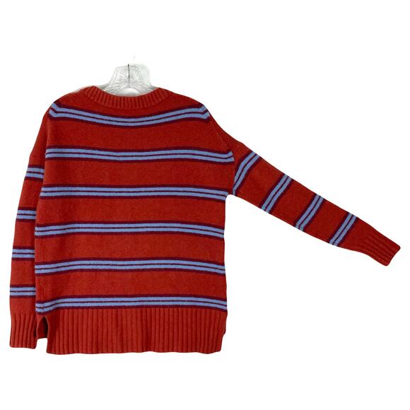 NWOT J. CREW Sweater XS Oversized Wool Alpaca Stripe Red Split-Sides Soft - Picture 2 of 8